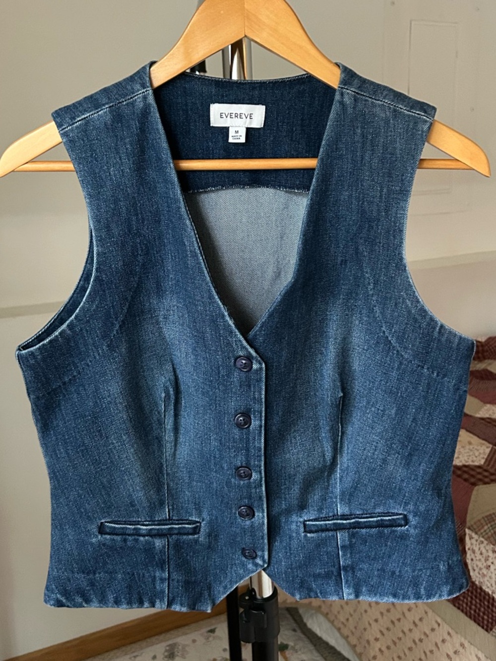 Evereve Denim Vest Blue Medium